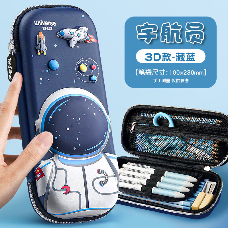 Large capacity 3D three-dimensional stationery box boy space astronaut pencil case high value primary school students multi-functional pencil case