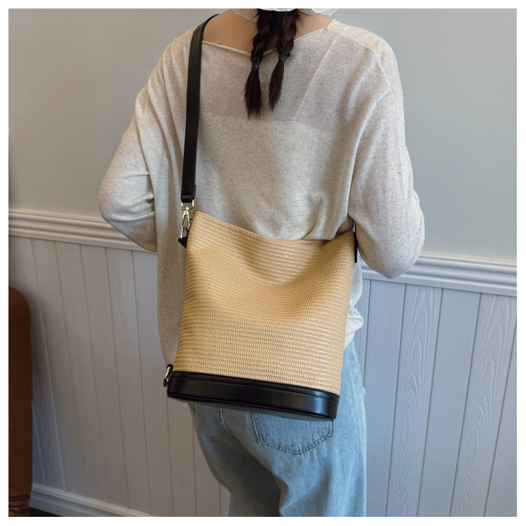 Cross-border 2025 spring and summer new woven women's bags shoulder bags backpacks portable bento bags lunch box bags small handbags