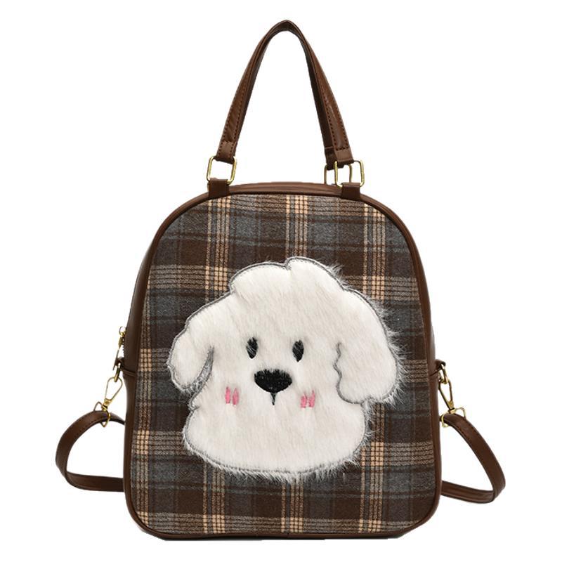 Casual large-capacity plaid bag women's 2025 new fashionable and cute cartoon commuter shoulder bag student tote bag