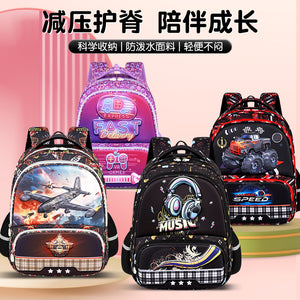 2025 new cute cartoon kids' backpack - large capacity, multi-compartment, lightweight, spine-protecting backpack for grades 1-3