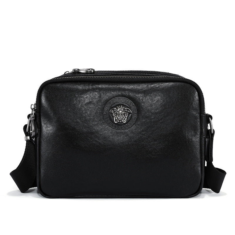 Shoulder bag men's new business and leisure messenger first-layer cowhide bag horizontal large-capacity trendy men's bag
