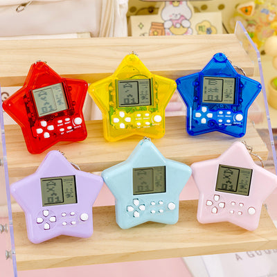 tetris electronic game console - portable handheld mini game console keychain charm toy