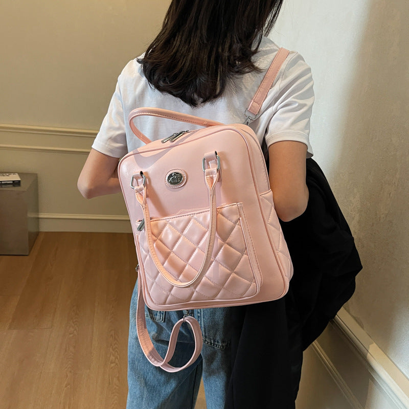Cross-border direct sales casual backpack 2025 new fashion Korean version pu student bag portable shoulder messenger bag