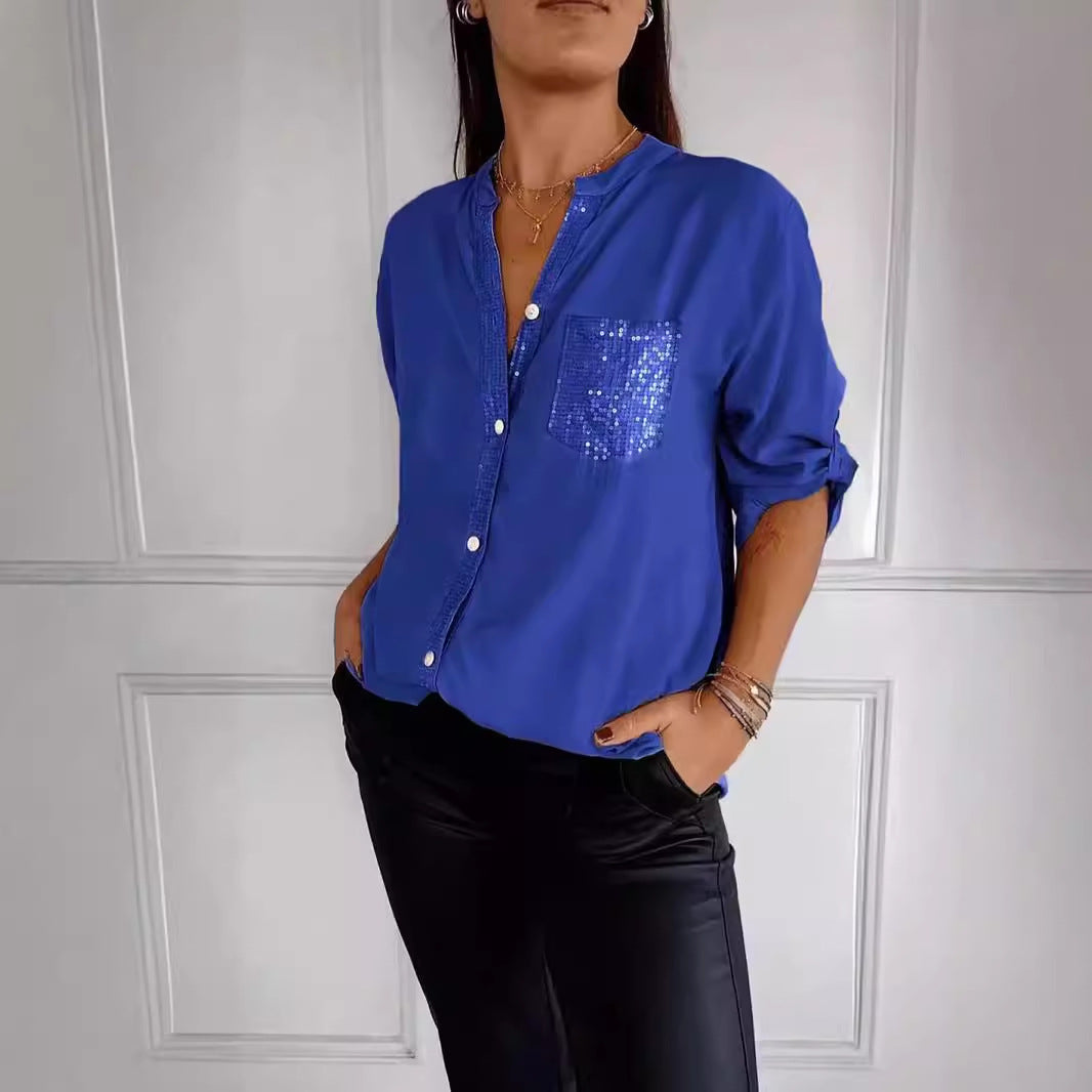 2024 spring and summer    eBay European beautiful women's loose casual ironing brick sleeve shirt