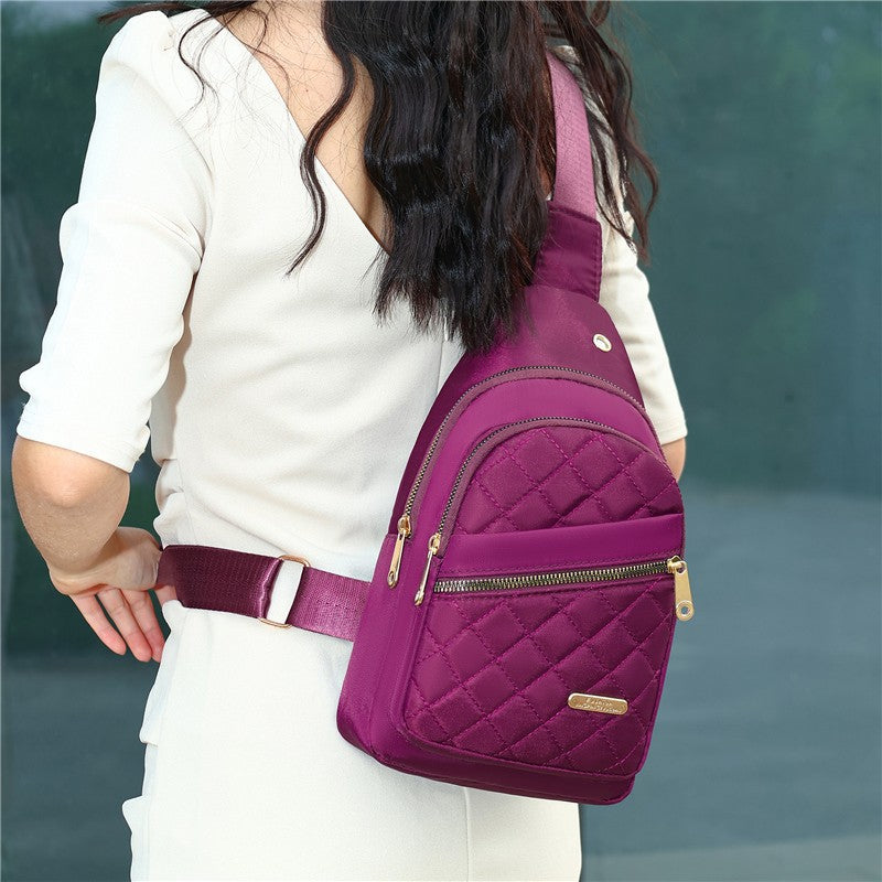 Cross-border simple fashion breast bag women's anti-splashing casual versatile simple messenger bag daily commuting diamond shoulder bag