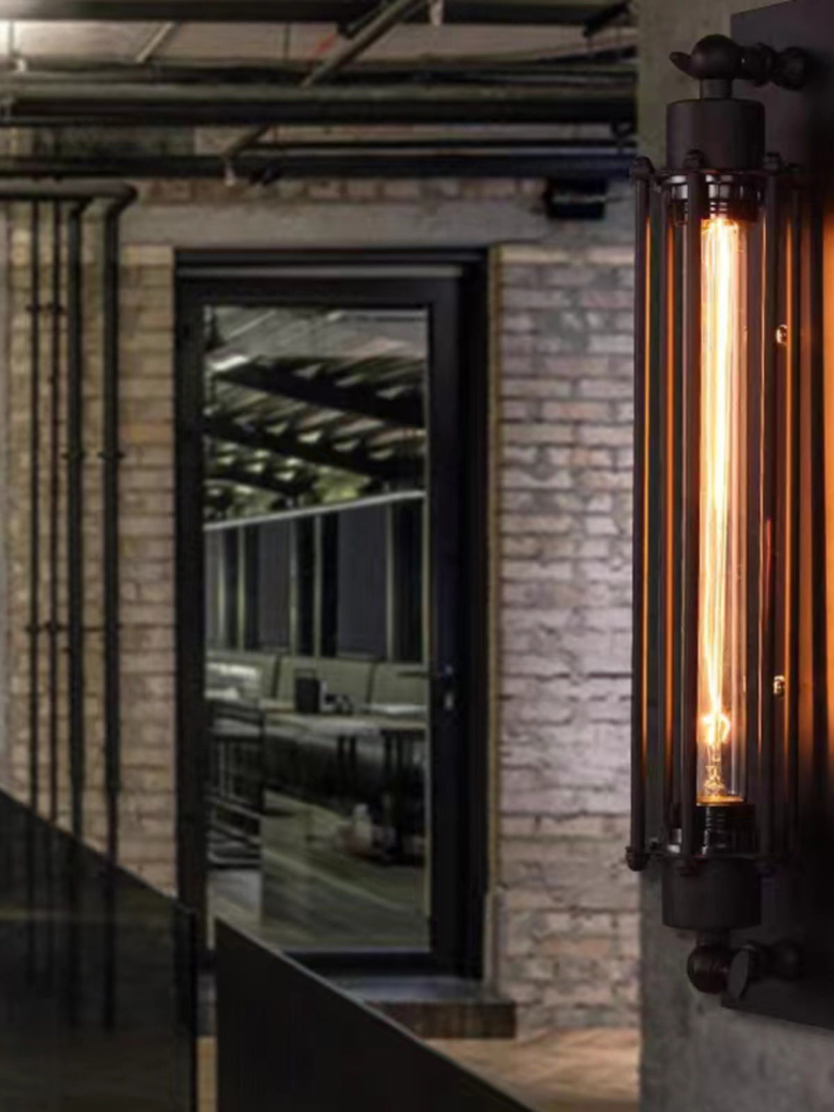 American retro loft lamps industrial style cafe bar barbecue restaurant dining room balcony wrought iron flute wall lamp