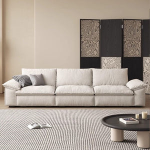 Cream style tofu block chenille velvet sofa casual living room small apartment for home straight row cat scratching cloth sofa
