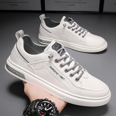 Men's casual leather shoes - spring/autumn 2025 new collection - men's white flat shoes - versatile winter sports white shoes for teens