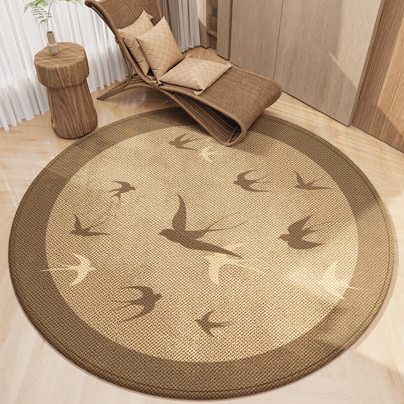 Chinese style round study swivel chair carpet non-slip and wear-resistant floor protective mat office computer chair bedroom floor mat