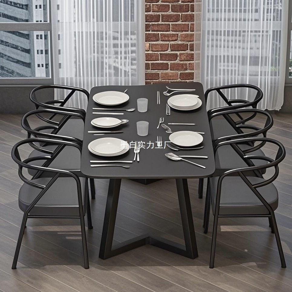 Bar booth wrought iron sofa milk tea shop Qingba commercial cafe restaurant container industrial style table and chair combination