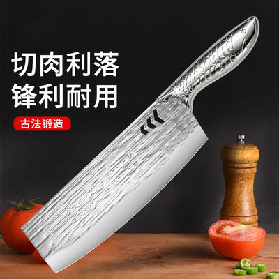 Stainless steel cleaver with handle - sharp, lightweight, high-carbon steel forged kitchen knife for slicing, dicing, and meat cutting - ideal for home and professional chefs