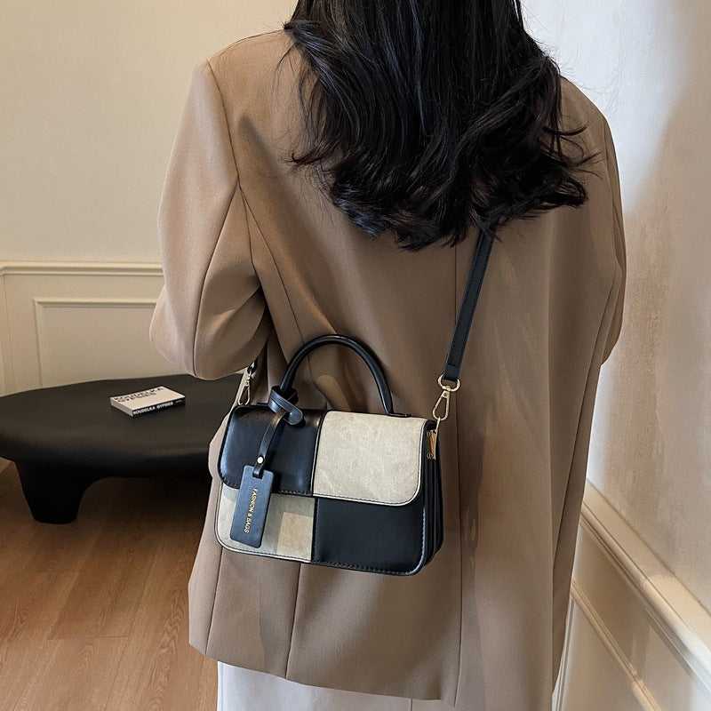 Bag Women's 2025 New Winter Fashion Versatile High-value Women's Bag Splicing Simple Portable Shoulder Bag Crossbody Bag