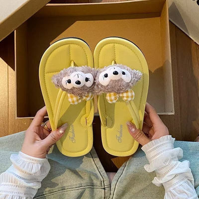 2025 new high-style cartoon flip-flops for women - perfect for home, outdoor, casual wear, versatile beach sandals with anti-slip sole