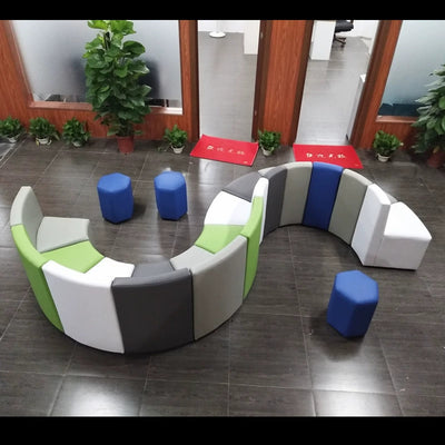 Modern minimalist s-shaped creative sofa set for public spaces, casual waiting areas, shopping malls, and corporate break rooms