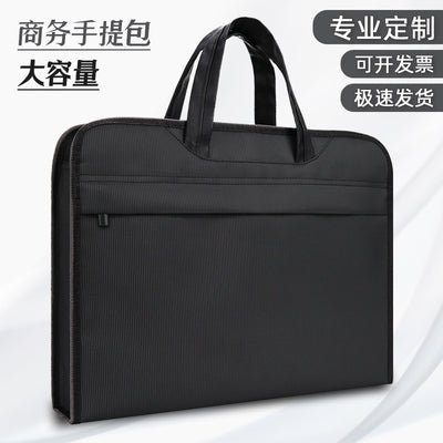 Large capacity double-layer office briefcase laptop bag conference document bag men's bag file bag business portfolio with printing option