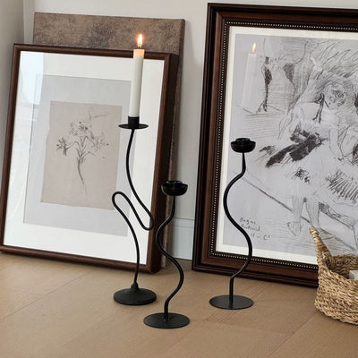 Vintage iron candlestick holder - perfect for weddings, candlelight dinners, and romantic table decor