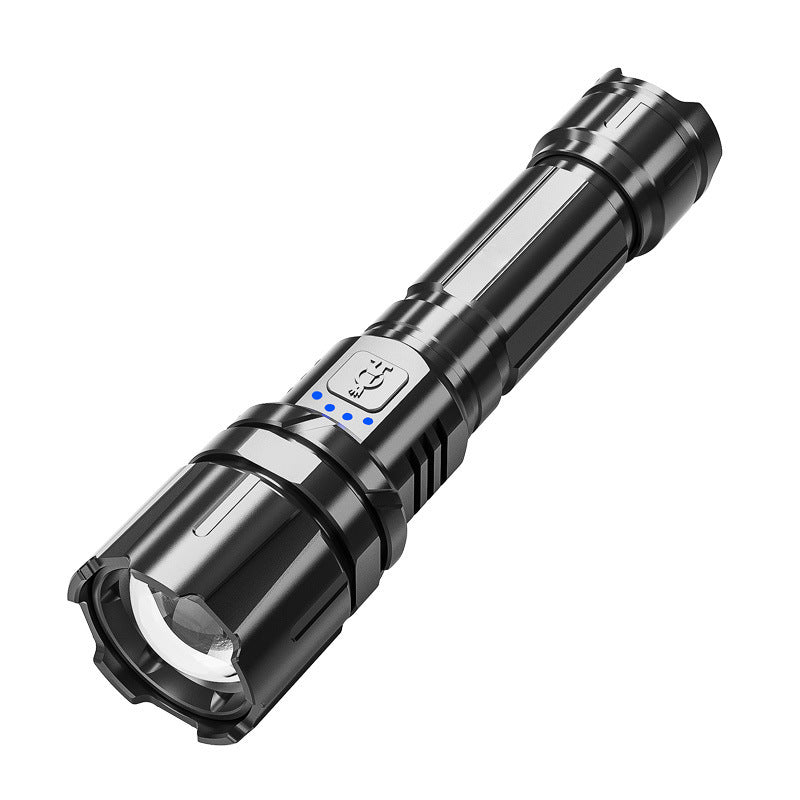 Manufacturer wholesale aluminum alloy self-defense flashlight charging outdoor emergency light lighting flood control portable flashlight strong light