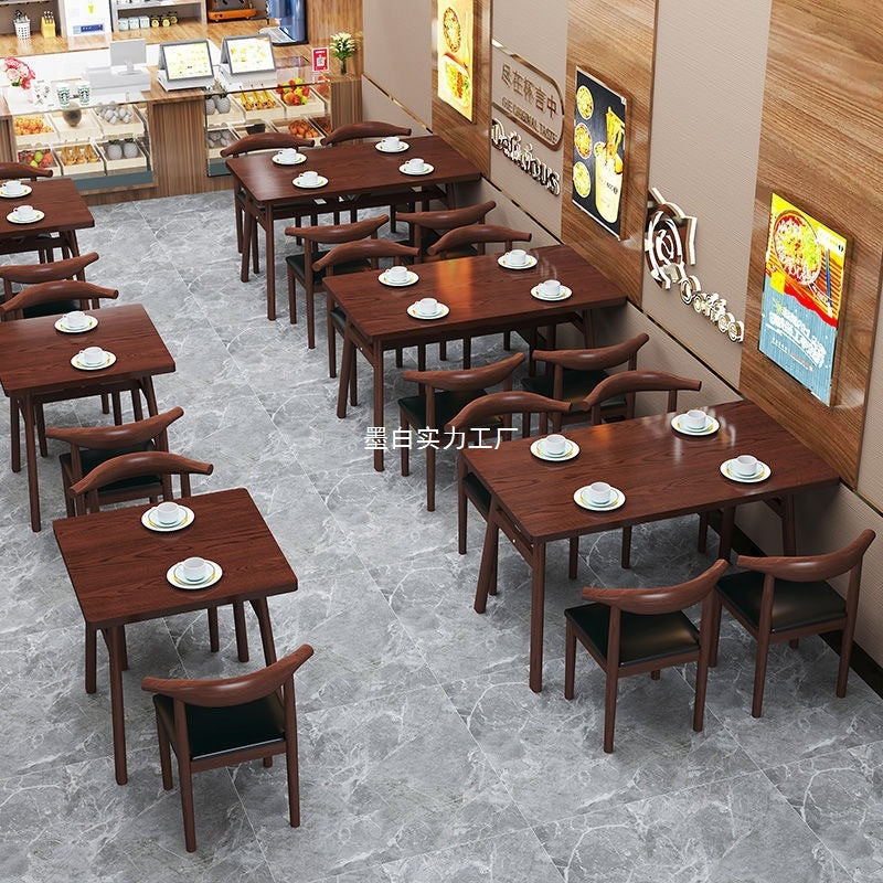 Complete dining table and chair combination Snack bar Milk tea breakfast shop restaurant table and chair canteen dining table and chair commercial restaurant table and chair