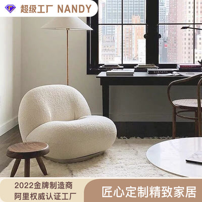 Influencer-approved "white fatty" leisure chair - lazy lounge sofa, fabric sofa, lambswool single chair, custom furniture