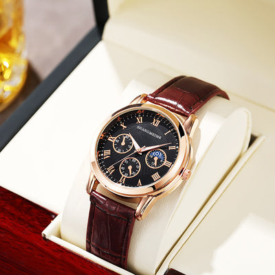 Wholesale manufacturer of fashionable men's watches for export, cross-border e-commerce quartz watches, three-eye men's business watches, men's wristwatches