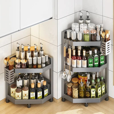 Gun gray spice rack triangle storage rack stove countertop corner chopstick tube storage corner kitchen corner fan-shaped rack