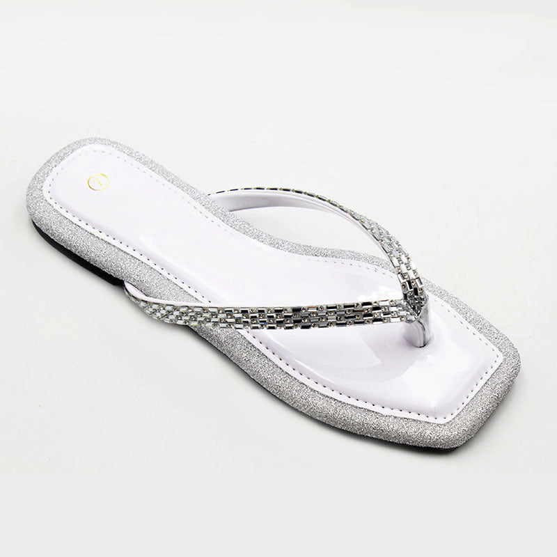 Congo spot wholesale slippers women's summer large size rhinestone square toe sandals Wholesale Slippers