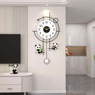 2025 new minimalist modern light luxury panda clock - silent, punch-free wall clock for living room, creative timepiece