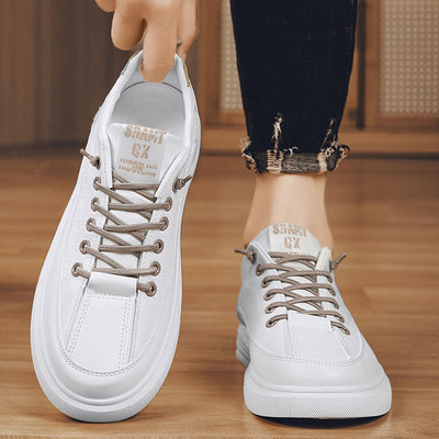 2025 new winter men's breathable white sneakers, athletic casual skate shoes, trendy ins style, youth loafers