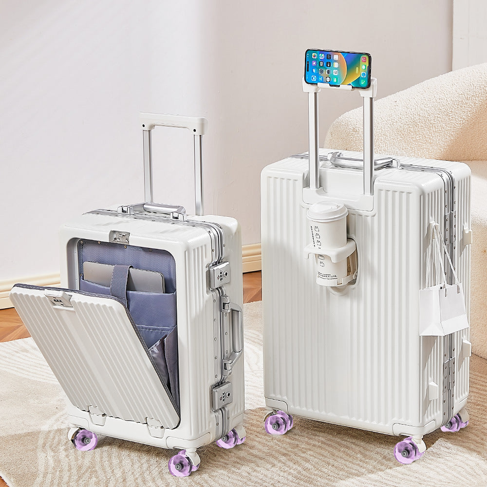 One-click front open aluminum frame 20-inch boarding case, ice skating wheel suitcase, customs lock suitcase 24-inch anti-drop trolley case