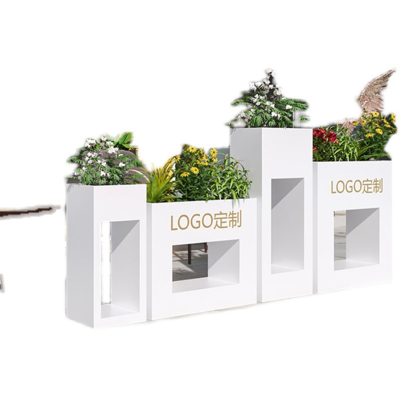 Outdoor wrought iron flower box combination restaurant partition flower stand square outside flower slot flower bed sales department rectangular flower bed