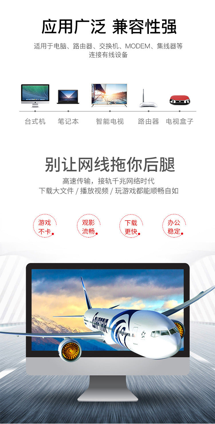 Chint network cable super five six unshielded copper core computer broadband router home high-speed network cable monitoring