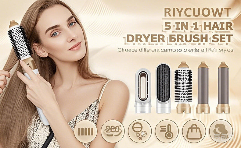 Cross-border special supply of five-in-one hot air comb curling hair straightener, automatic curling iron, dual-purpose, automatic artifact curling iron