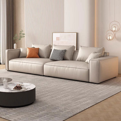 Modern minimalist small apartment "tofu block" genuine leather sofa, tech fabric straight-row down living room fabric sofa wholesale