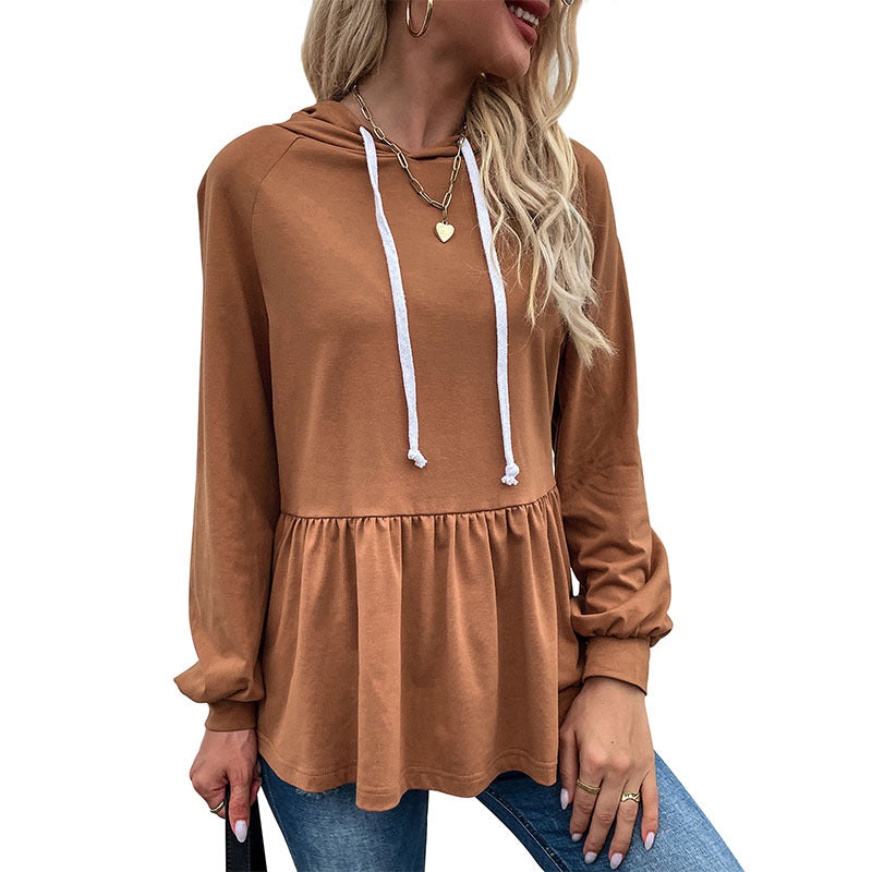 Spring and Autumn Export Cross-border  Independent Station Multi-color Valentine's Day Women's Clothing Design Sense Pullover Hooded Solid Color Sweater
