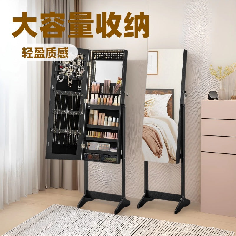 Solid wood floor-to-ceiling full-length mirror full-length mirror cabinet multi-functional bedroom rotating jewelry storage fitting mirror home