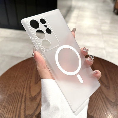 Suitable for samsung s25ultra frosted skin feel protective case s26 fine hole ice mist magnetic charging pc mobile phone case s23