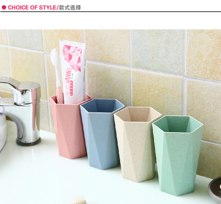 Wheat straw is fresh, rhombus cup brushing cup mouthwash cup, couple toothbrush cup washing cup simple candy color