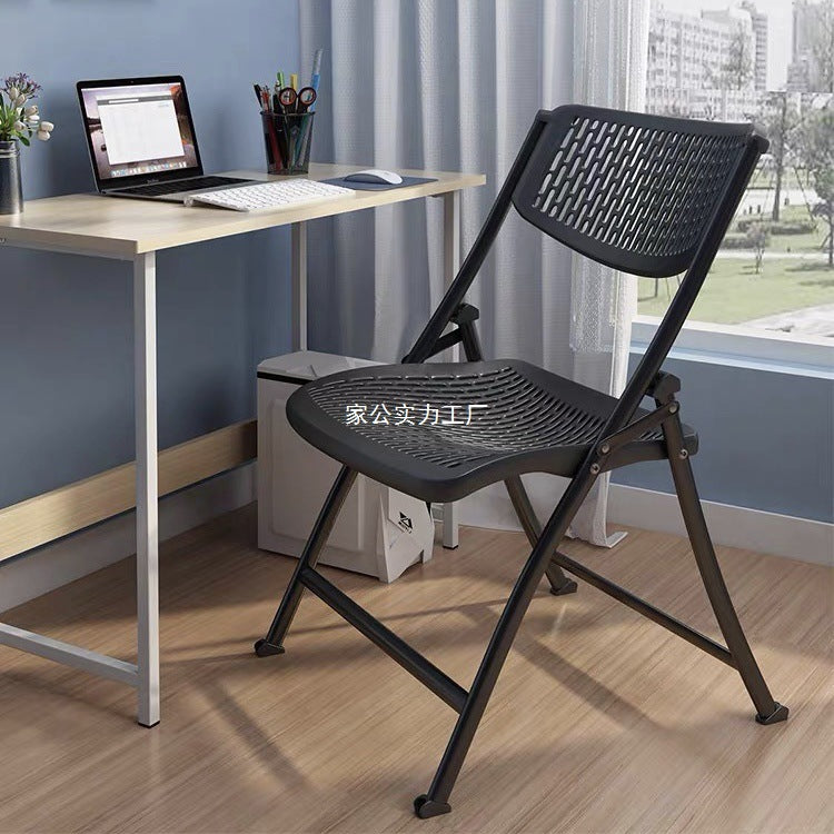 Business office plastic folding chair, exhibition rental hollow backrest foldable computer chair training chair, wholesale