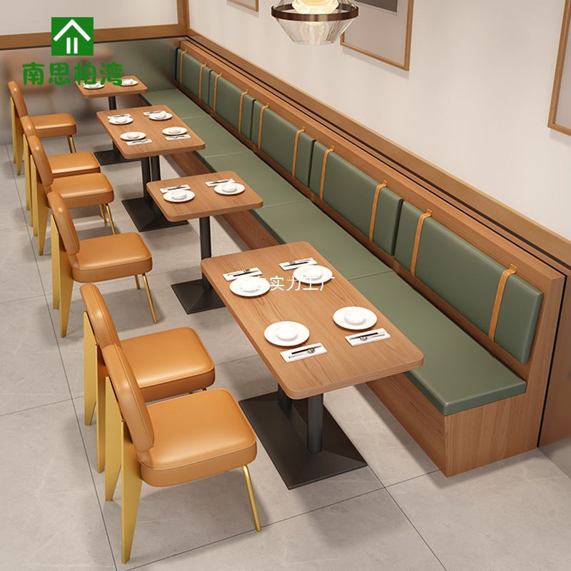 Catering furniture Chinese card seat sofa restaurant commercial modern hotel noodle shop milk tea shop table and chair combination solid wood