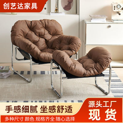 Nordic style single sofa chair - comfortable iron art sofa for living room or balcony, reclining lounging chair - direct from the manufacturer