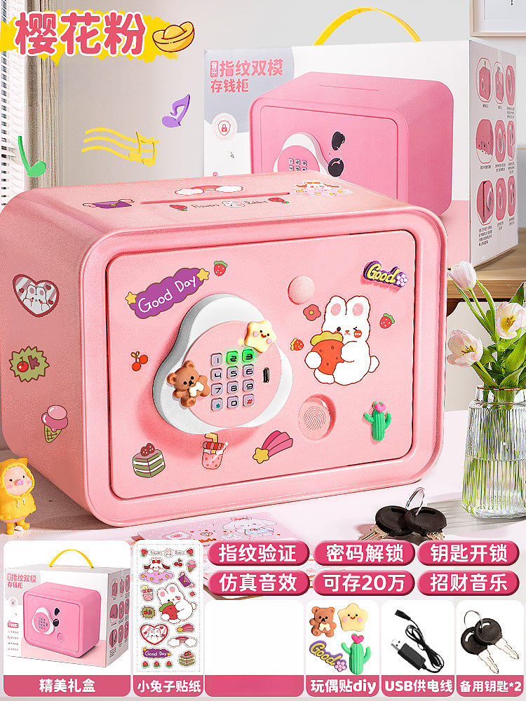 Piggy Bank 2024 New Children's Girls Only Can't Get In Safe Cabinet Boys Large Capacity Password Box Savings