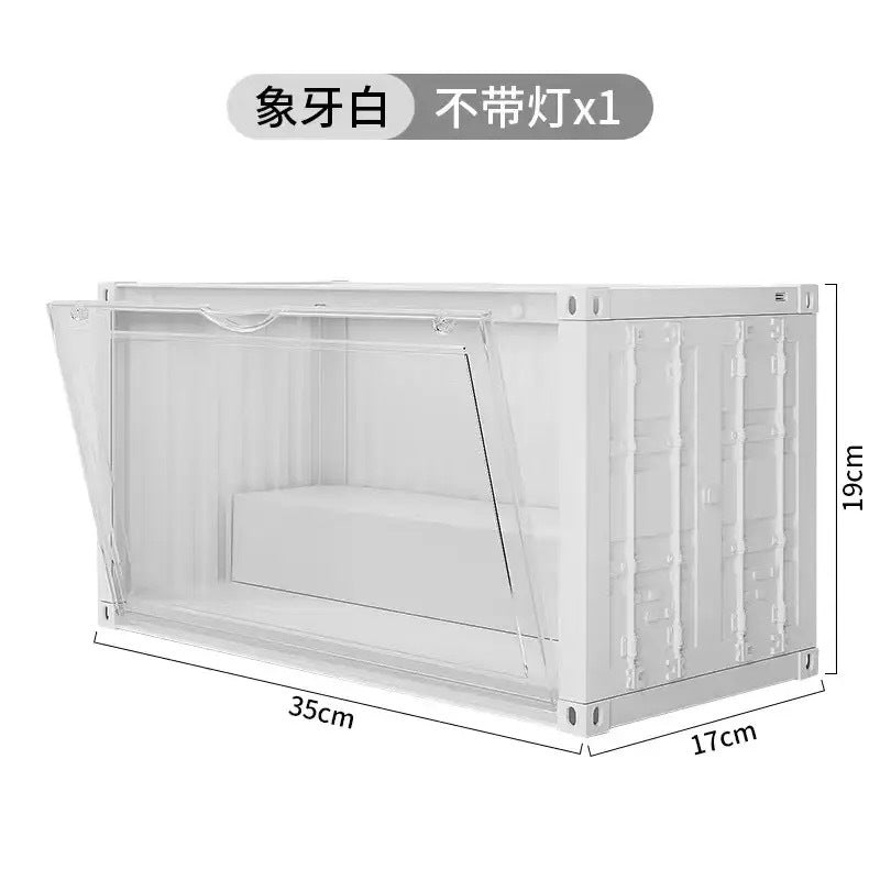 集装箱泡泡玛特展示架盲盒收纳盒带灯防尘柜子手办娃娃展示盒定制