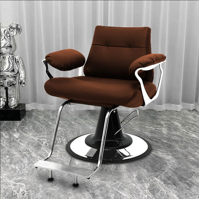 Influencer-approved barber chair - stainless steel, high-end salon chair for perming, dyeing, and cutting. features adjustable height, swivel function, and thickened padding. perfect for professional hair salons