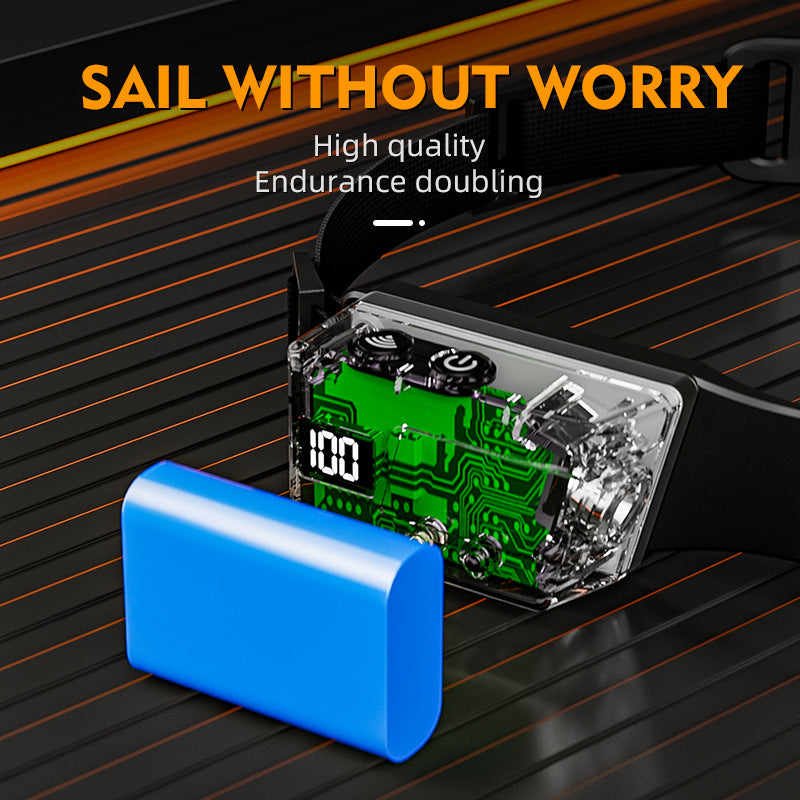 Cross-border outdoor multi-functional silicone adventure fishing portable cob flood light headlamp strong light sensor headlamp