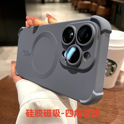 Suitable for iphone17pro mobile phone case liquid air bag four-corner magnetic suction apple 14 lens film all-inclusive protective cover