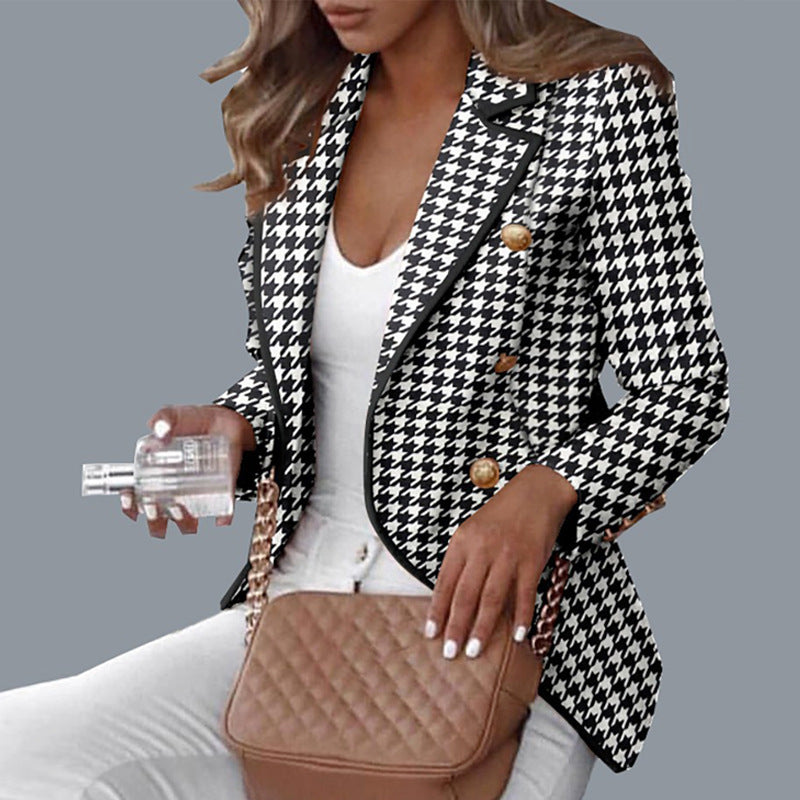 Spot,  , spring and autumn, Europe, America, long-sleeved independent station,  double-breasted small blazer, women
