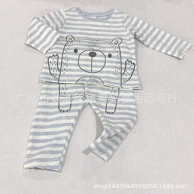 Original export overstock cartoon baby pure cotton underwear set spring outfit baby base layer pajamas thin summer style for boys and girls
