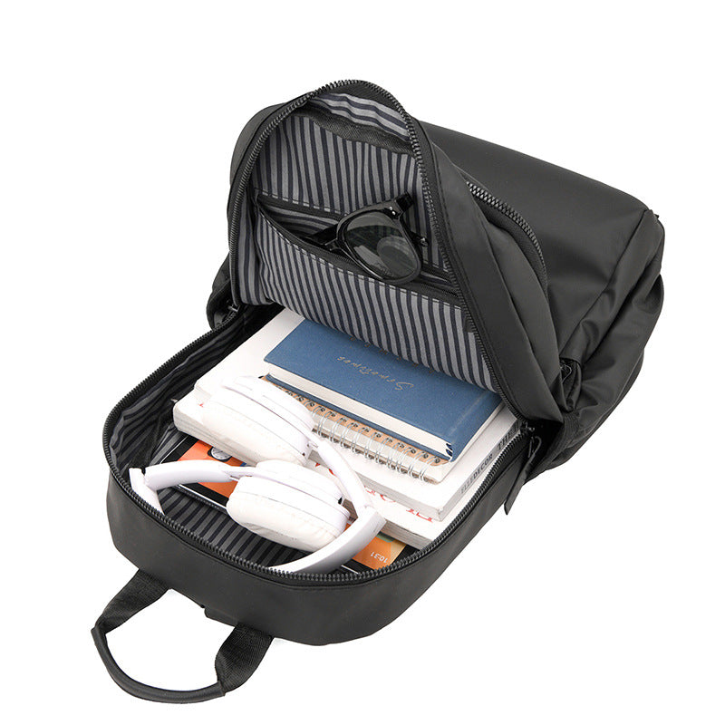 New, leather film fashionable black backpack men's high sense large capacity lightweight casual bag travel backpack