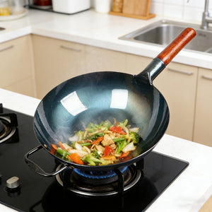 Old-fashioned uncoated round bottom for home cooking non-stick pan gas stove gas stove roasted blue cooking iron pan daily iron pan