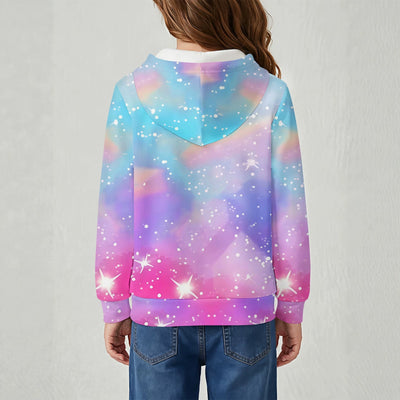 Kids' hoodie jacket, cross-border hot seller: cute cartoon print fashion zip-up hoodie for girls, dropshipping available